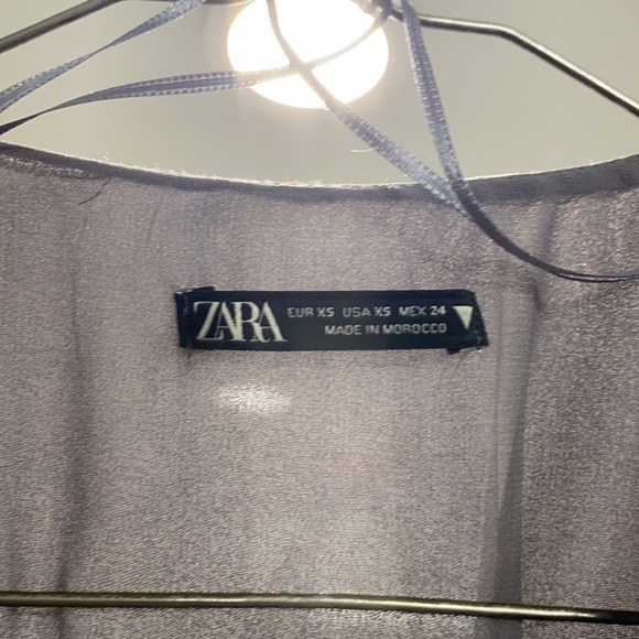 Zara Silver Metallic Wrap Dress. Size Extra Small. - Picture 6 of 7